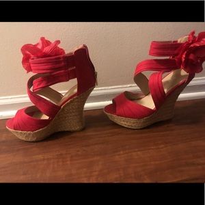 JustFab Shoes - Size 7.5 red wedges JustFab Shoes - Size 7.5 red wedges